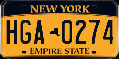 NY license plate HGA0274