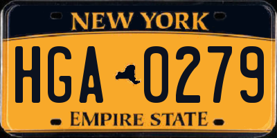 NY license plate HGA0279