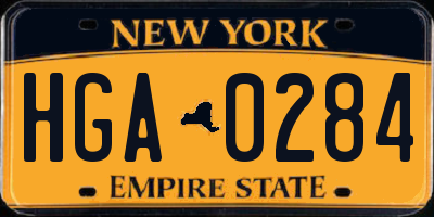 NY license plate HGA0284