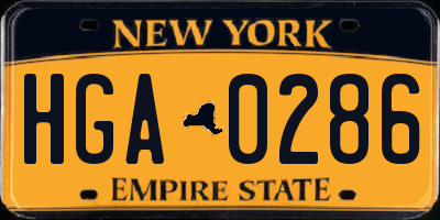 NY license plate HGA0286