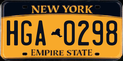 NY license plate HGA0298
