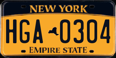 NY license plate HGA0304