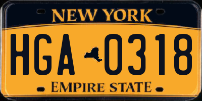 NY license plate HGA0318