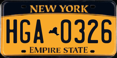 NY license plate HGA0326