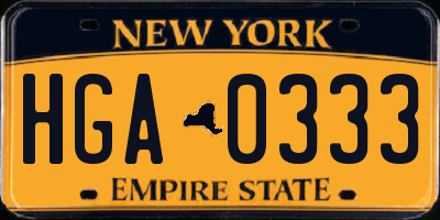 NY license plate HGA0333