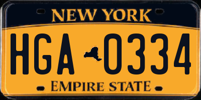 NY license plate HGA0334