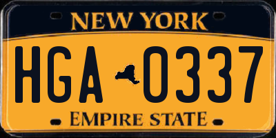 NY license plate HGA0337