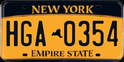 NY license plate HGA0354