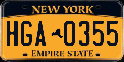 NY license plate HGA0355