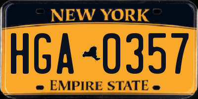NY license plate HGA0357