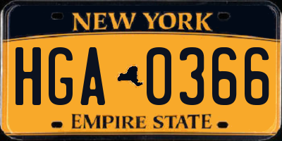 NY license plate HGA0366