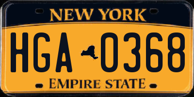 NY license plate HGA0368