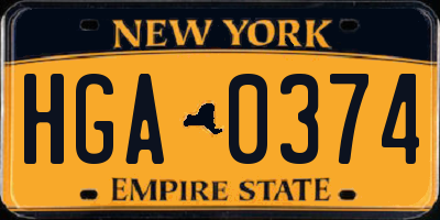 NY license plate HGA0374