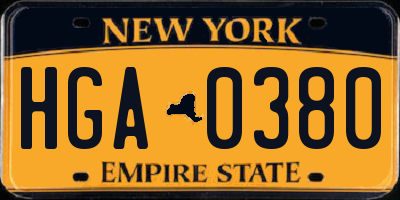 NY license plate HGA0380