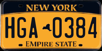 NY license plate HGA0384