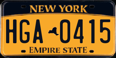 NY license plate HGA0415