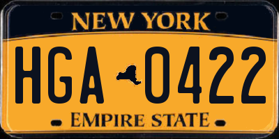 NY license plate HGA0422