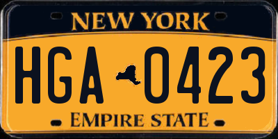 NY license plate HGA0423