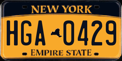 NY license plate HGA0429