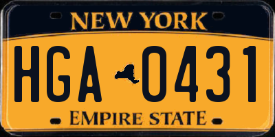 NY license plate HGA0431