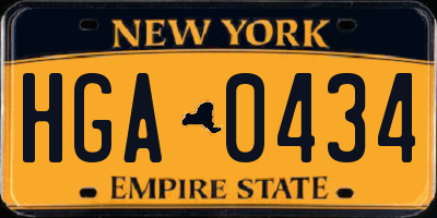 NY license plate HGA0434