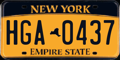 NY license plate HGA0437