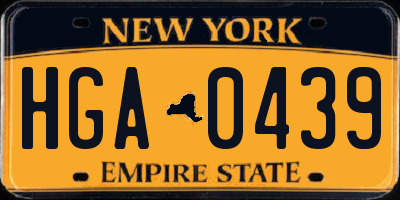 NY license plate HGA0439