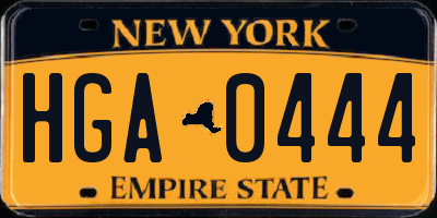 NY license plate HGA0444