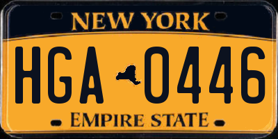 NY license plate HGA0446