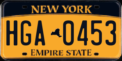 NY license plate HGA0453