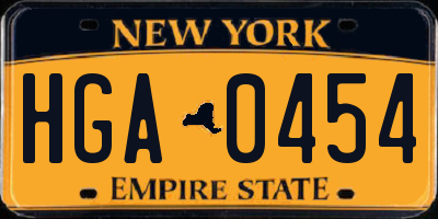 NY license plate HGA0454