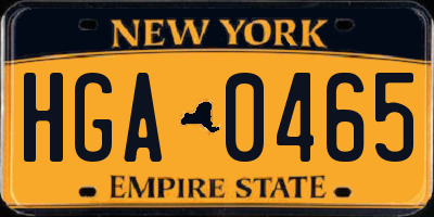 NY license plate HGA0465