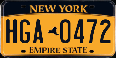 NY license plate HGA0472