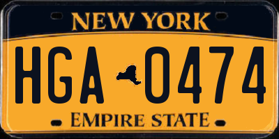 NY license plate HGA0474