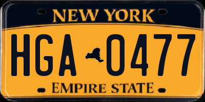 NY license plate HGA0477