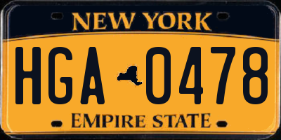 NY license plate HGA0478