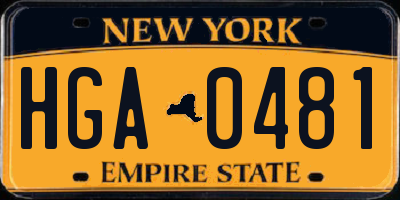 NY license plate HGA0481