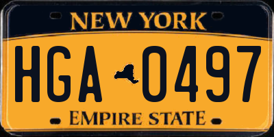 NY license plate HGA0497