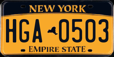 NY license plate HGA0503
