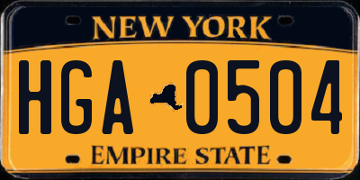 NY license plate HGA0504