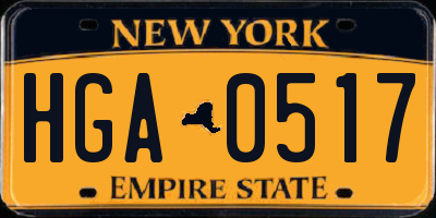 NY license plate HGA0517