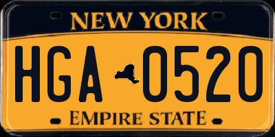 NY license plate HGA0520