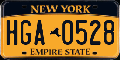 NY license plate HGA0528