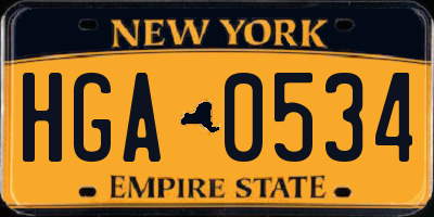 NY license plate HGA0534