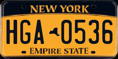 NY license plate HGA0536