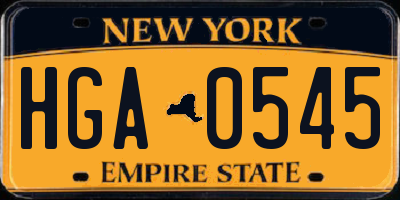 NY license plate HGA0545
