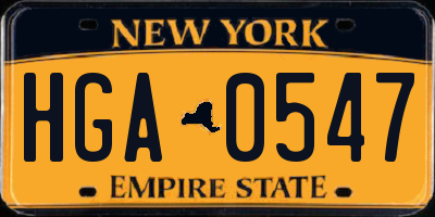 NY license plate HGA0547