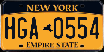 NY license plate HGA0554