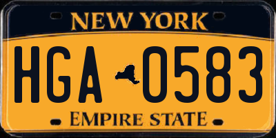 NY license plate HGA0583