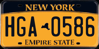 NY license plate HGA0586